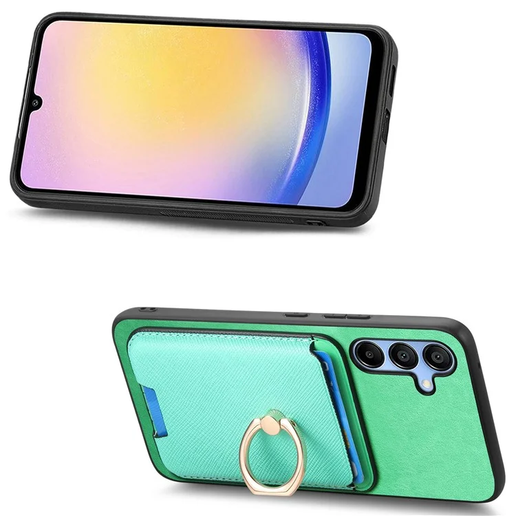 Для Samsung Galaxy A25 5G (Global) (161,0 x 76,5 x 8,3 мм) Магнитный чехол для телефона с держателем для карт - зеленый