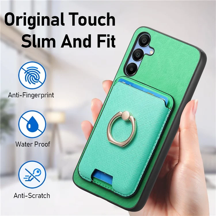 Для Samsung Galaxy A25 5G (Global) (161,0 x 76,5 x 8,3 мм) Магнитный чехол для телефона с держателем для карт - зеленый