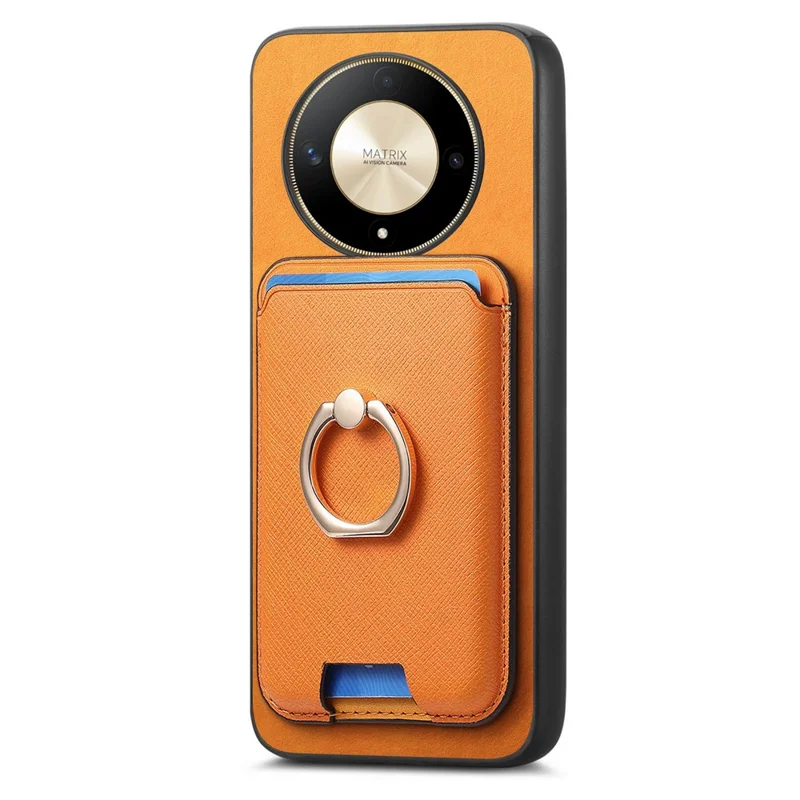 For Honor X9b 5G / Magic6 Lite 5G Magnetic Case Kickstand Leather Coated TPU Phone Cover - Orange