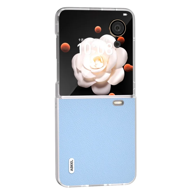 ABEEL For Honor Magic V Flip 5G Case Matte Edge Genuine Cow Leather+PC Phone Cover - Blu