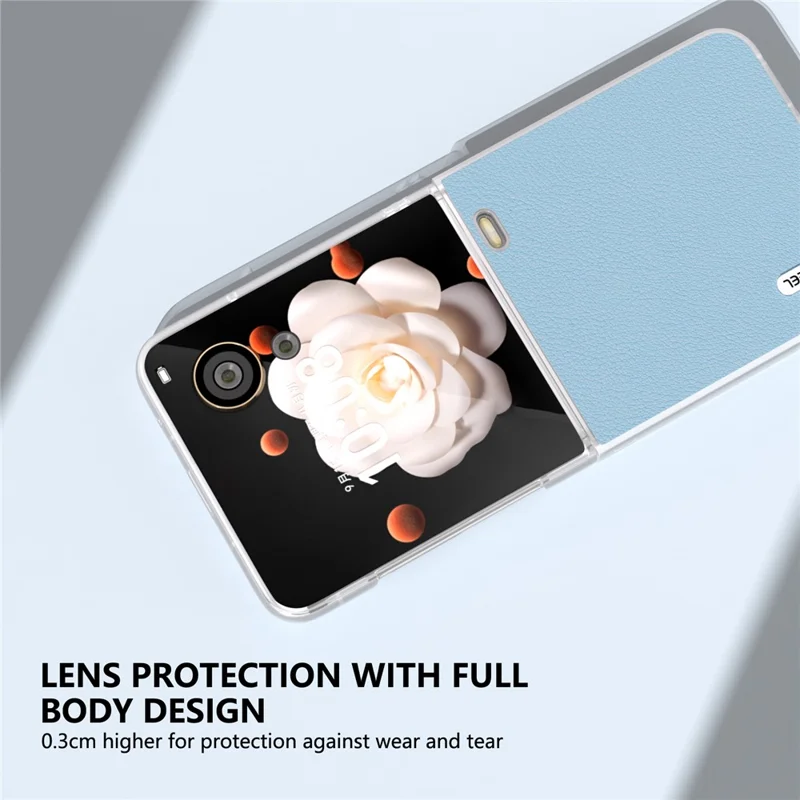 ABEEL For Honor Magic V Flip 5G Case Matte Edge Genuine Cow Leather+PC Phone Cover - Blu