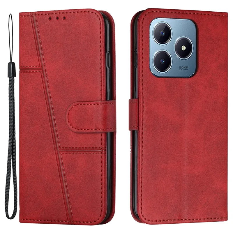 For Realme Note 60x 4G / C63 4G / C61 4G / Note 60 Case Wallet PU Leather Phone Stand Cover - Red