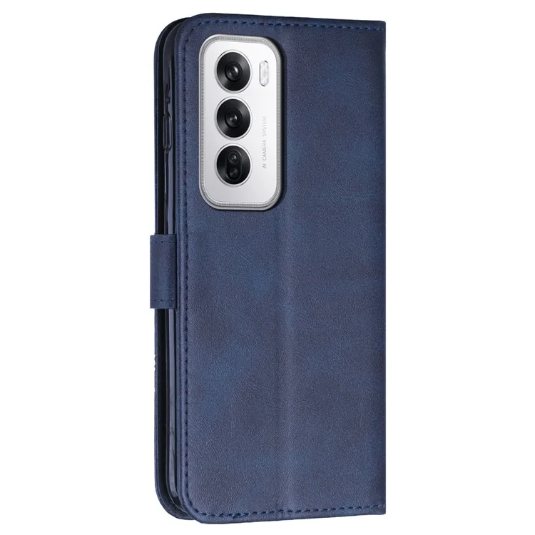 Для Oppo Reno12 5G (Global) Чехол Противоударный PU Кожаный Чехол Для Телефона Со Стойкой - Сапфир