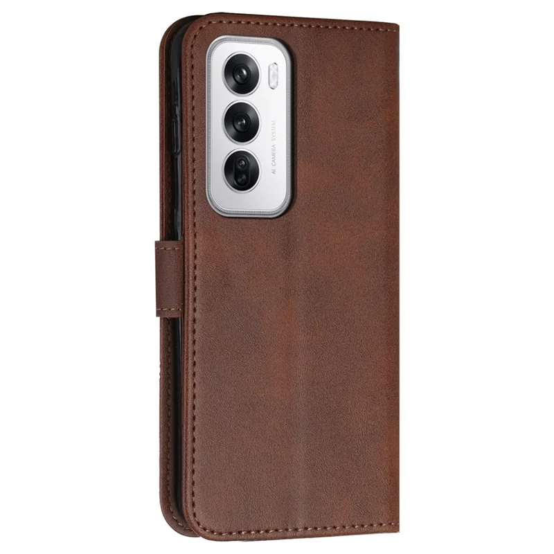 For Oppo Reno12 5G (Global) Case Anti-Scratch PU Leather Phone Stand Cover Wallet - Brown