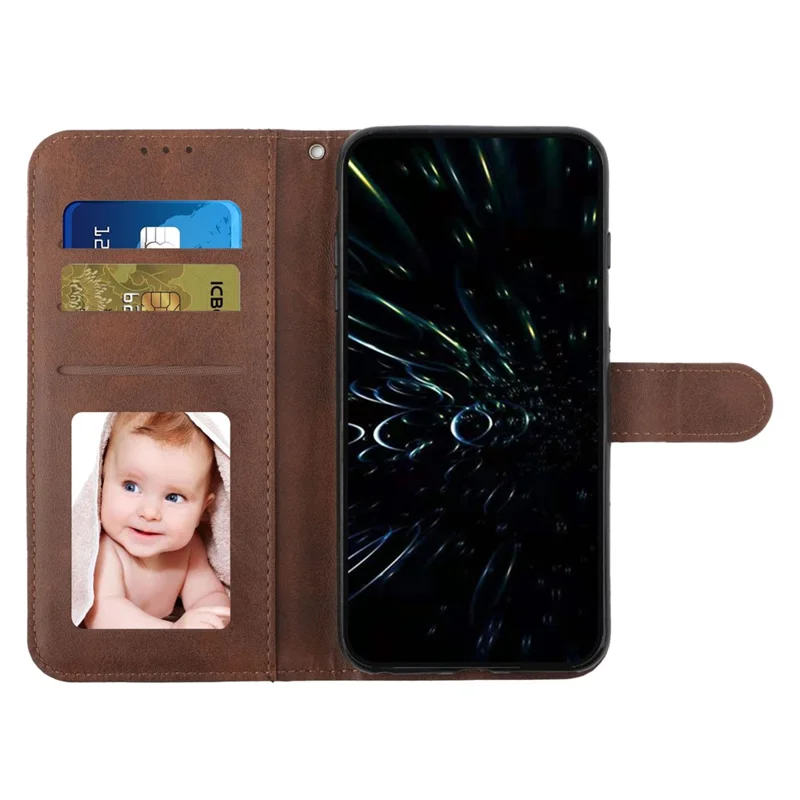 For Oppo Reno12 5G (Global) Case Anti-Scratch PU Leather Phone Stand Cover Wallet - Brown