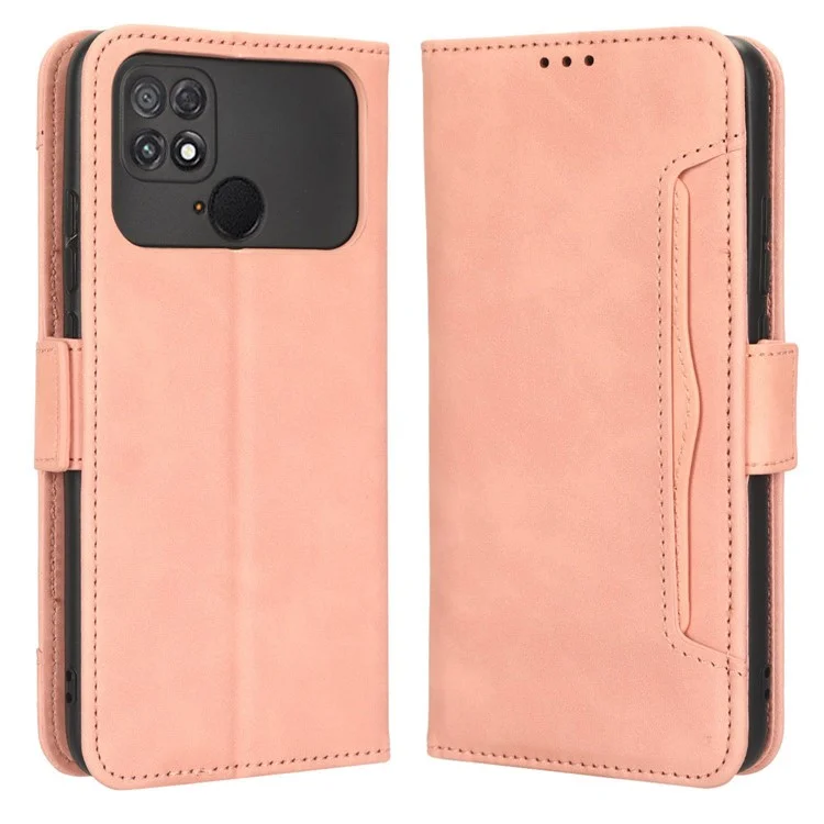 Phone Wallet Case For Xiaomi Poco C40 4G, Anti-drop PU Leather Phone Flip Cover with Multiple Card Slots - Pink