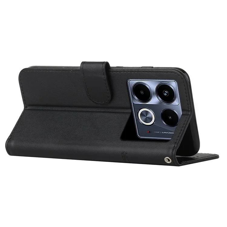 For Infinix Note 40 5G Case Wallet PU Leather Phone Stand Cover - Black