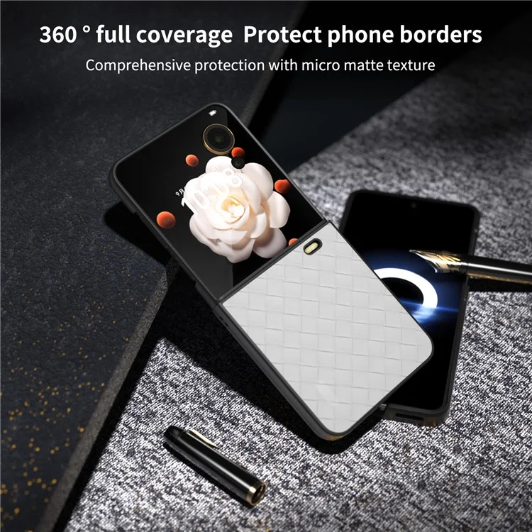 Coque 5G Flip Magic V Pour Honor - Texture Tissée en Cuir PU + PC Protectrice de Téléphone - Blanc