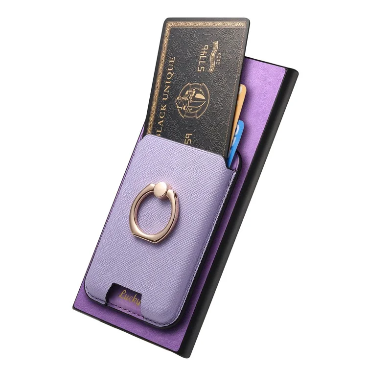 For Samsung Galaxy S24 Ultra Étui Magnétique pour Téléphone en Cuir + TPU avec Porte-Carte Amovible - Violet
