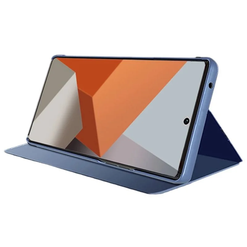 Para Xiaomi Redmi Note 13 4G Case View Window Electroplating Leather Phone Cover Stand - Azul