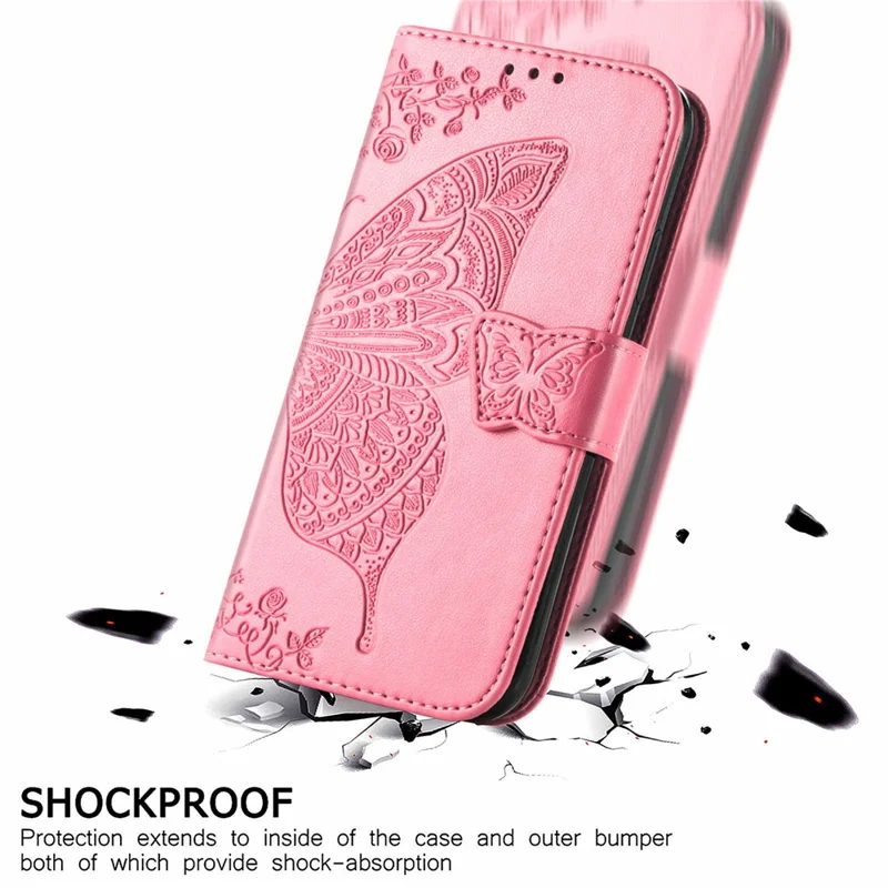 Til Motorola Edge 50 Fusion 5G Taske PU Læder Sommerfugl Telefonbeskyttelse - Pink