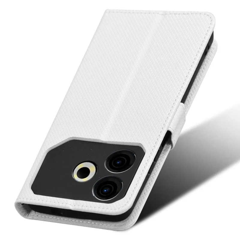 For TECNO Pova 6 Neo Case PU Leather Diamond Texture Protective Phone Cover - White