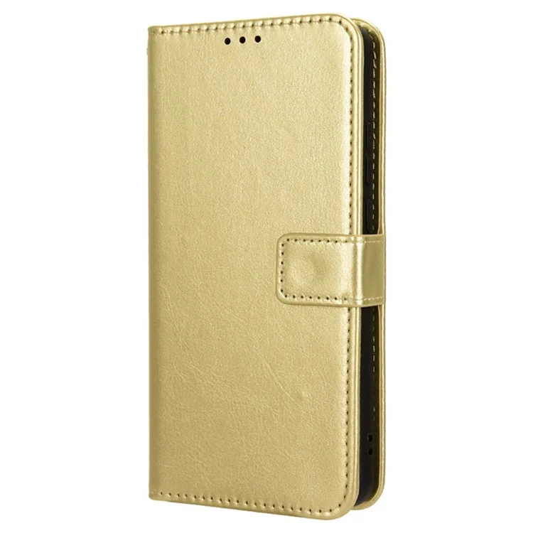 For TECNO Pova 6 Neo Leather Phone Case Wallet Crazy Horse Texture - Gold