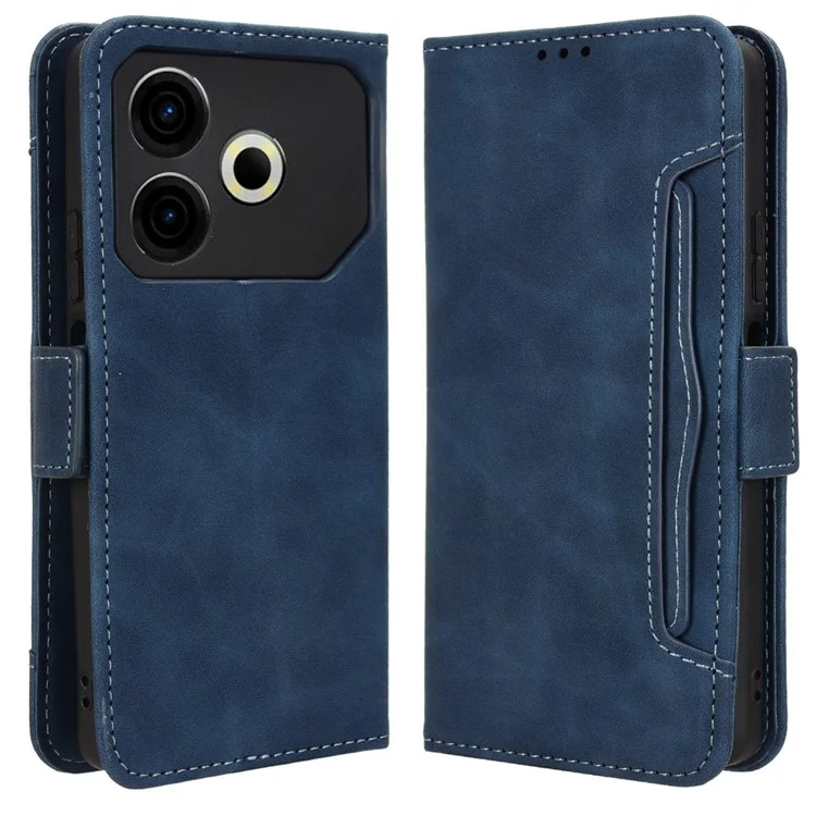 Pour TECNO Pova 6 Neo Étui Plusieurs Fentes Pour Cartes Support En Cuir Housse De Téléphone - Bleu