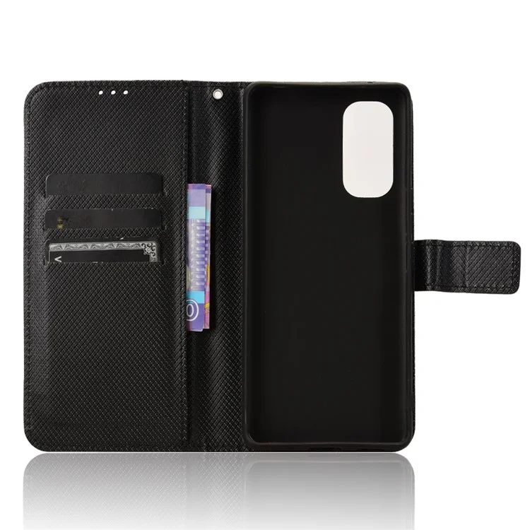 For HTC U24 Pro 5G Case PU Leather Diamond Texture Protective Phone Cover - Black