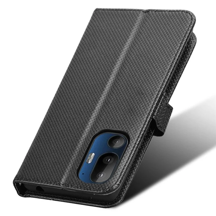 For HTC U24 Pro 5G Case PU Leather Diamond Texture Protective Phone Cover - Black
