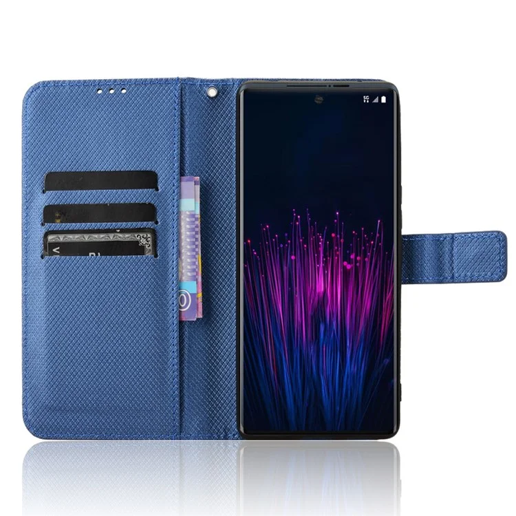 For HTC U24 Pro 5G Case PU Leather Diamond Texture Protective Phone Cover - Blue