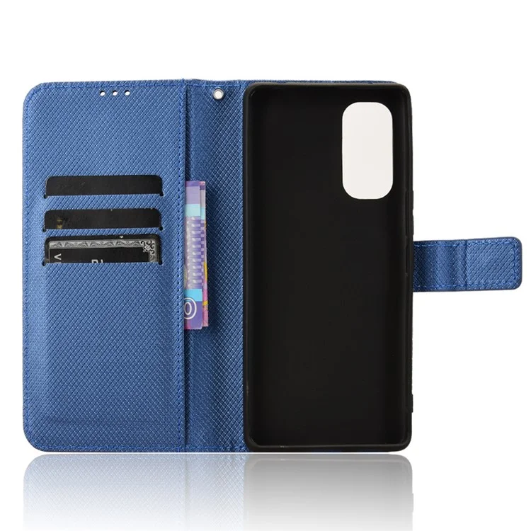 For HTC U24 Pro 5G Case PU Leather Diamond Texture Protective Phone Cover - Blue