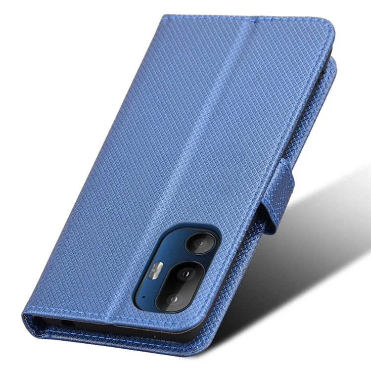 For HTC U24 Pro 5G Case PU Leather Diamond Texture Protective Phone Cover - Blue