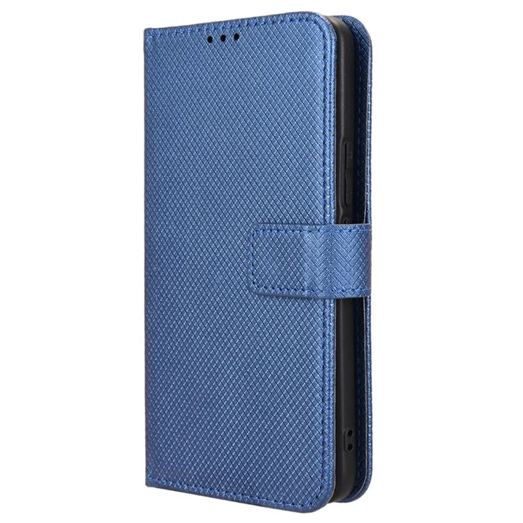 For HTC U24 Pro 5G Case PU Leather Diamond Texture Protective Phone Cover - Blue