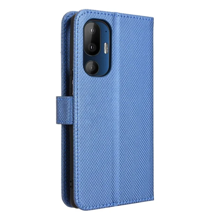 For HTC U24 Pro 5G Case PU Leather Diamond Texture Protective Phone Cover - Blue