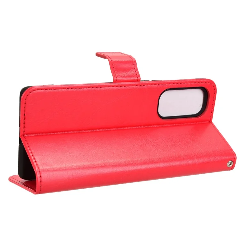 For HTC U24 Pro 5G Leather Phone Case Wallet Crazy Horse Texture - Red