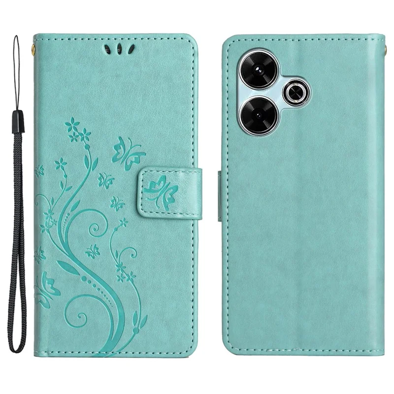 For Xiaomi Redmi 13 5G / 13 4G Case PU Leather Phone Wallet Cover with Strap - Baby Blue