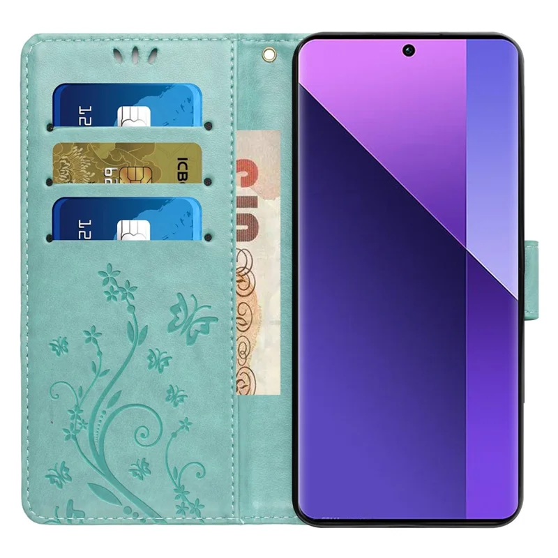 For Xiaomi Redmi 13 5G / 13 4G Case PU Leather Phone Wallet Cover with Strap - Baby Blue