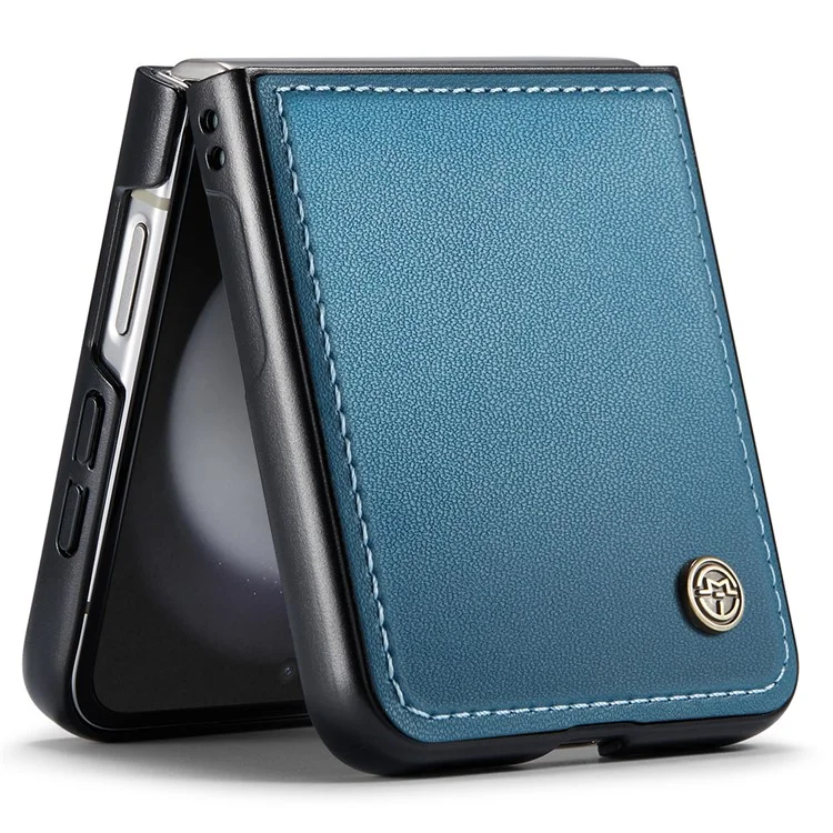 CASEME 023 Series For Samsung Galaxy Z Flip7 FE 5G / Z Flip6 5G Case Litchi Texture Leather+PC Phone Cover - Blue