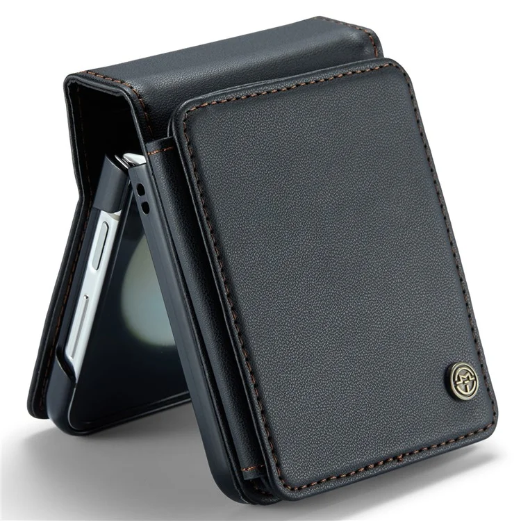 CASEME C22 Series para Samsung Galaxy Z Flip6 5G Capa RFID Blocking Slot para Cartão Capa de Couro - Preto