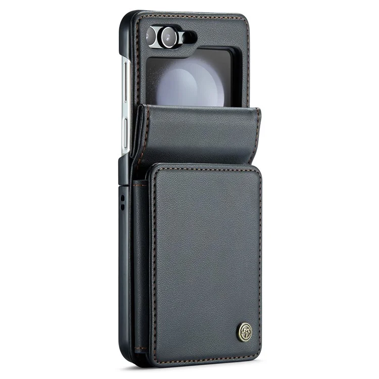 CASEME C22 Series para Samsung Galaxy Z Flip6 5G Capa RFID Blocking Slot para Cartão Capa de Couro - Preto