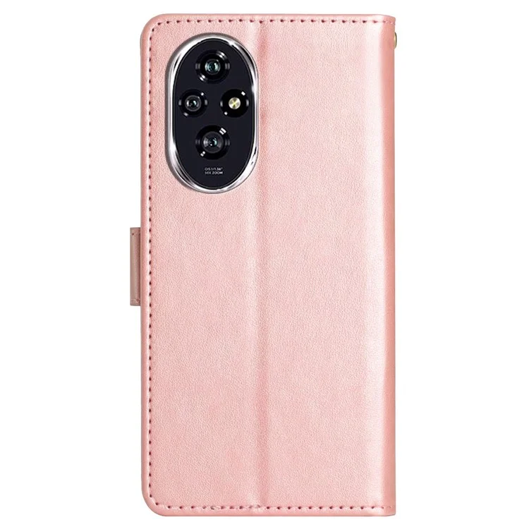 Для Honor 200 5G Case Butterfly Flower Wallet PU Leather Flip Cover - Rose Gold