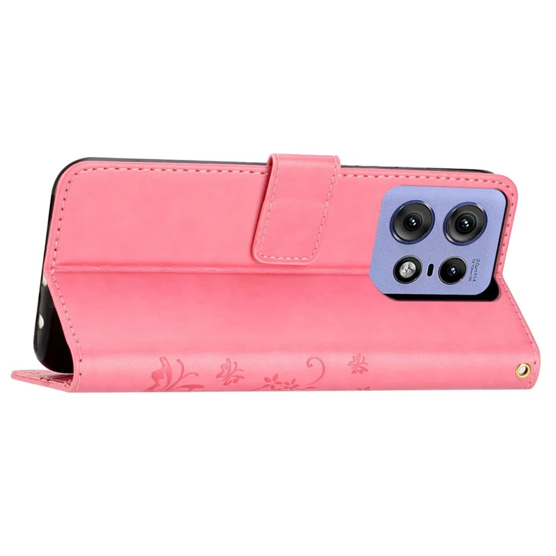 For Motorola Edge 50 Pro 5G / Edge 50 5G Wallet Case Butterfly Flower Phone Leather Cover - Pink