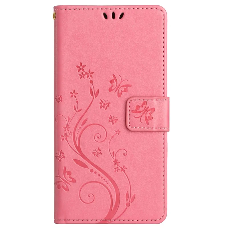 For Motorola Edge 50 Pro 5G / Edge 50 5G Wallet Case Butterfly Flower Phone Leather Cover - Pink