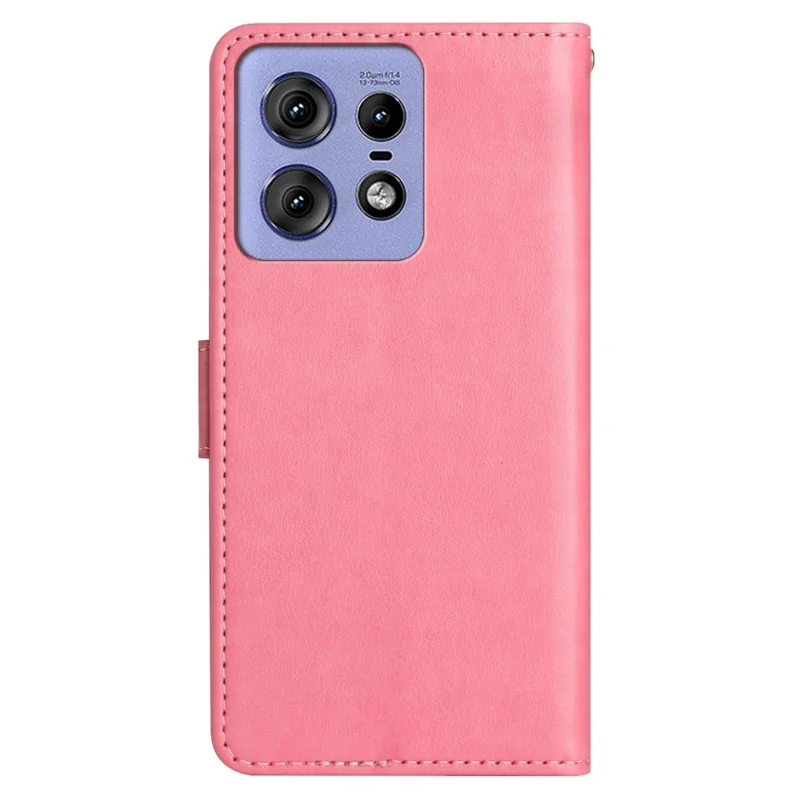 For Motorola Edge 50 Pro 5G / Edge 50 5G Wallet Case Butterfly Flower Phone Leather Cover - Pink