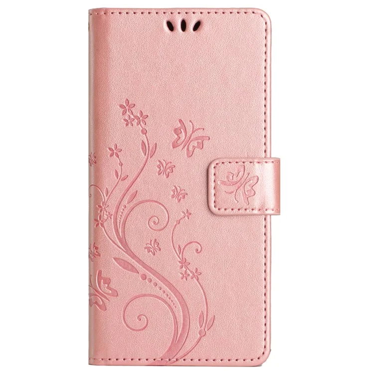Для чести 200 Pro 5G Case Butterfly Flower Pattern Leather Phone Wallet Cover - Rose Gold