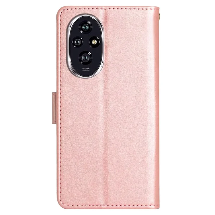Для чести 200 Pro 5G Case Butterfly Flower Pattern Leather Phone Wallet Cover - Rose Gold