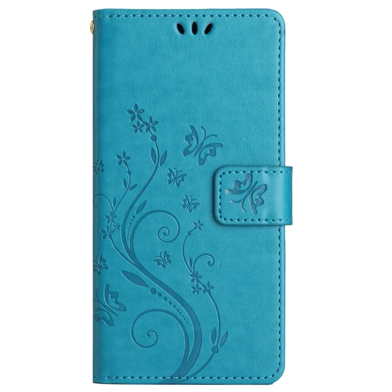 For Honor 200 Pro 5G Case Butterfly Flower Pattern Leather Phone Wallet Cover - Blue