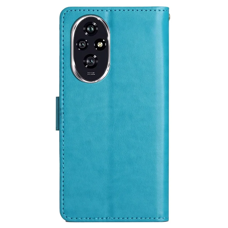 For Honor 200 Pro 5G Case Butterfly Flower Pattern Leather Phone Wallet Cover - Blue