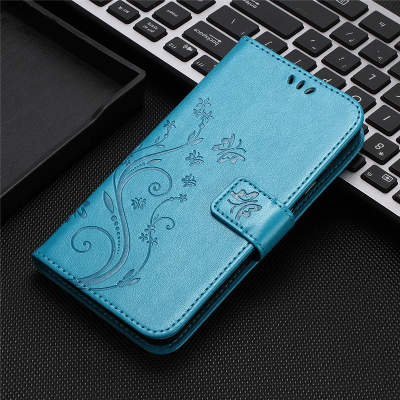 For Honor 200 Pro 5G Case Butterfly Flower Pattern Leather Phone Wallet Cover - Blue