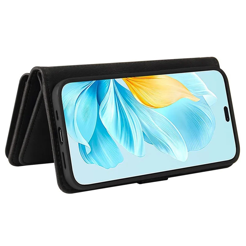 KT Multi-Functional Series-2 For Honor 200 Lite Phone Case Zipper Wallet Skin-Touch Leather Cover - Negro