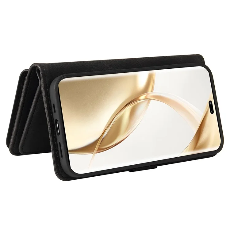 KT Multi-Funktions-Serie-2 For Honor 200 Pro 5G Case Zipper Wallet Stand Leder Handy Hülle - Schwarz