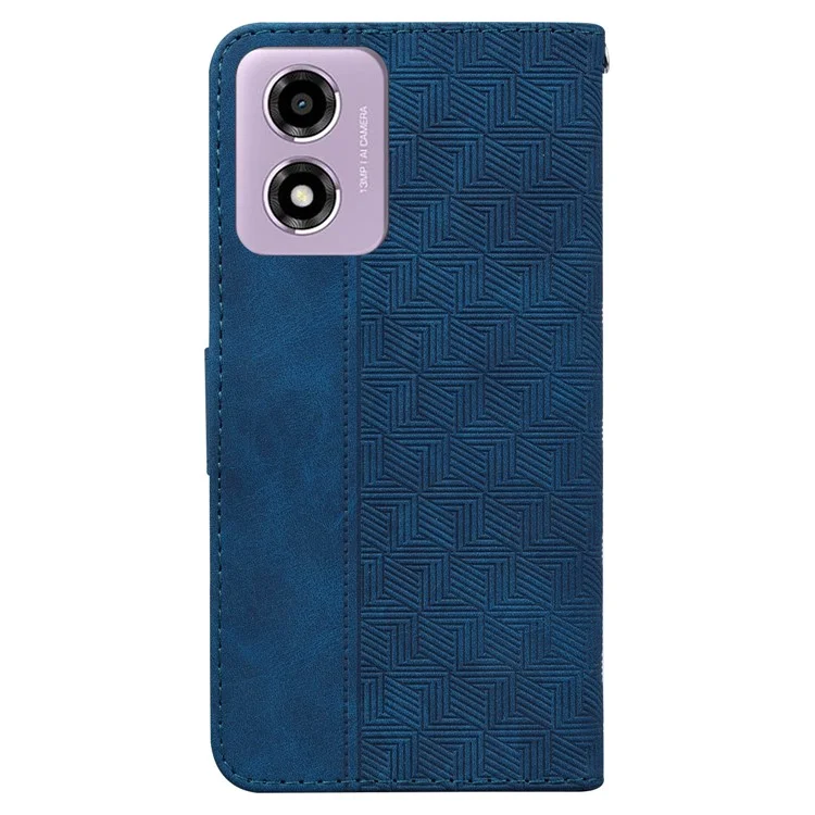 Für Motorola Moto G04s 4G / E14 4G Wallet Case Geometrisches Muster Lederklapphülle - Blau