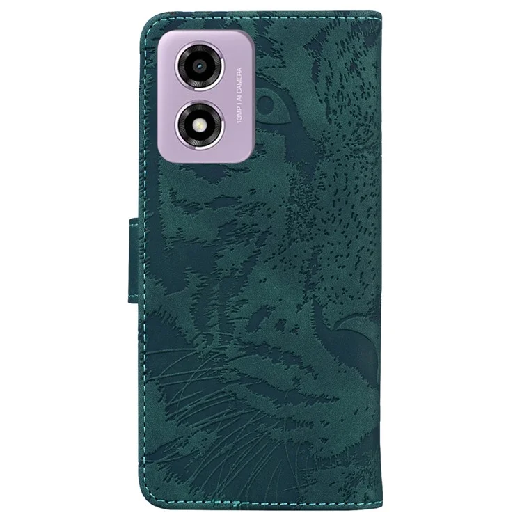 Pour Motorola Moto G04s 4G / E14 4G Coque Tiger Imprint Leather Shockproof Wallet Phone Cover - Vert