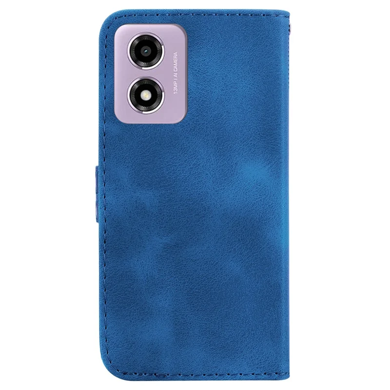 For Motorola Moto G04s 4G / E14 4G Case 7-Shaped Pattern Leather Shockproof Phone Cover - Dark Blue