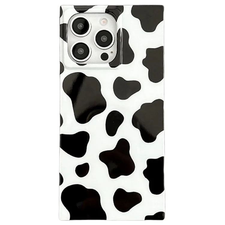 Чехол для iPhone 15 Pro с узором квадратного края, гибкий TPU-чехол для телефона - узор "Корова"