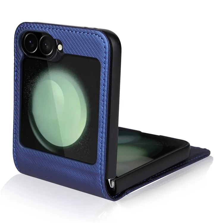 For Samsung Galaxy Z Flip6 5G PU Leather+PC Phone Case Card Holder Mobile Phone Cover - Blue