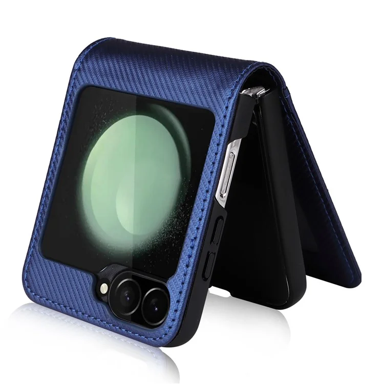 For Samsung Galaxy Z Flip6 5G PU Leather+PC Phone Case Card Holder Mobile Phone Cover - Blue