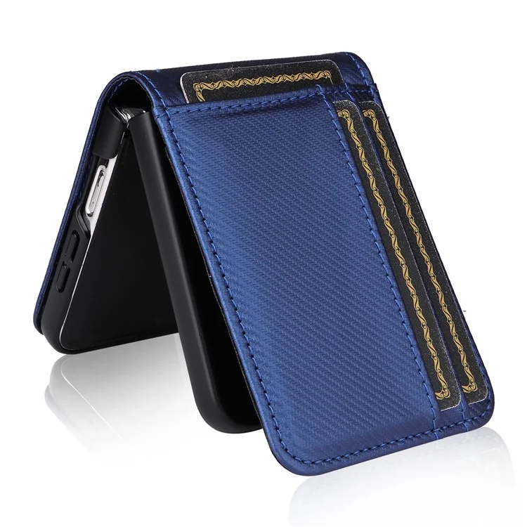 For Samsung Galaxy Z Flip6 5G PU Leather+PC Phone Case Card Holder Mobile Phone Cover - Blue