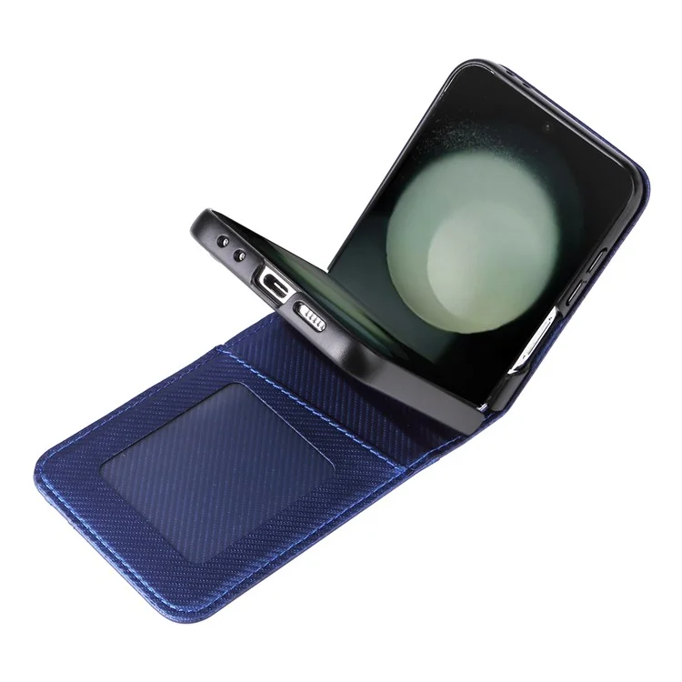 For Samsung Galaxy Z Flip6 5G PU Leather+PC Phone Case Card Holder Mobile Phone Cover - Blue